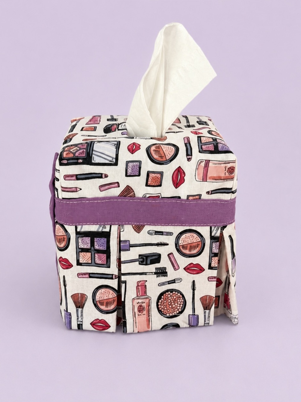 Purple Bow Makeup Print Tissue Box Cover - Picture 4 of 4